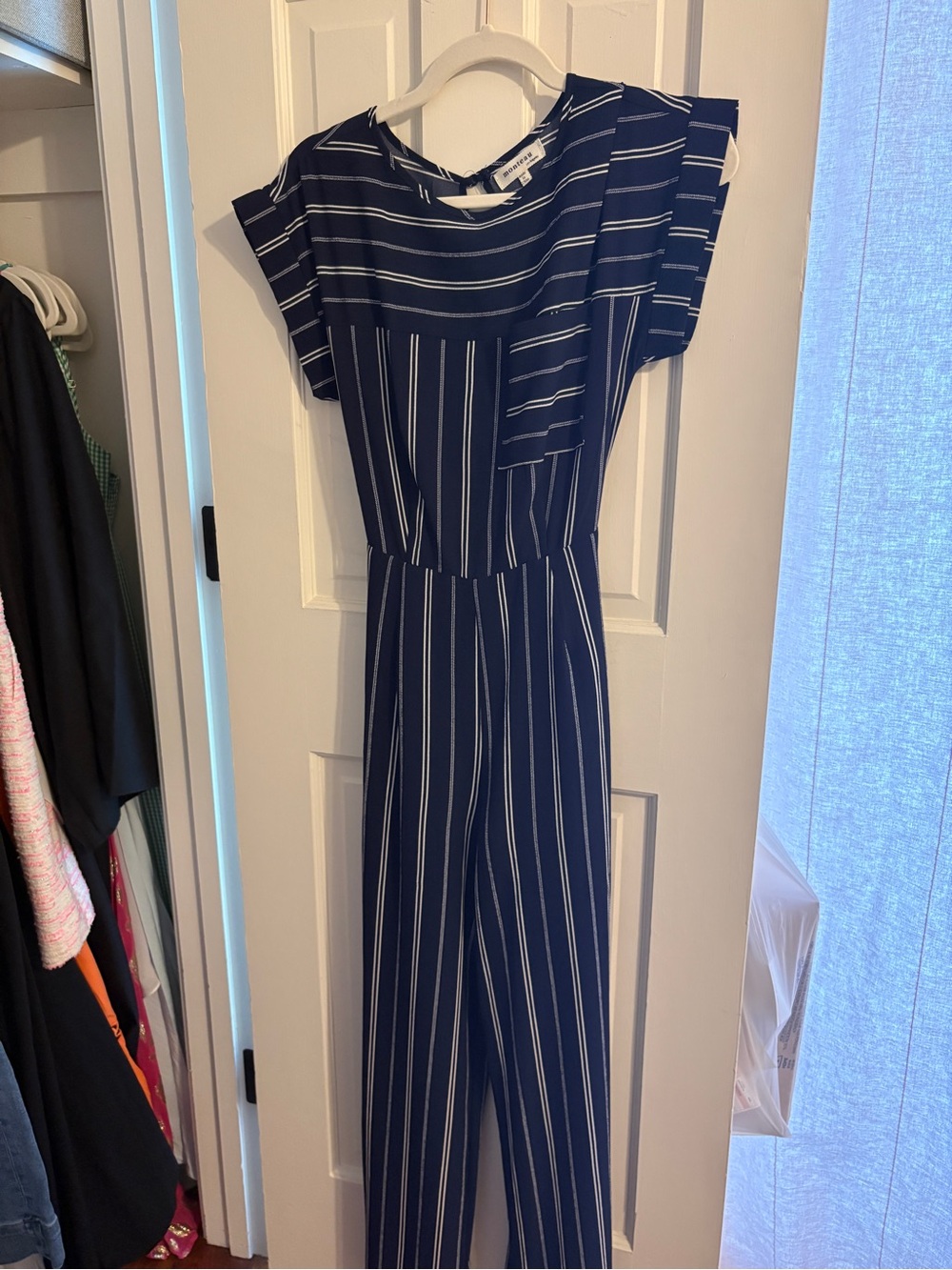 Striped Navy Jumpsuit Dress - Unbranded